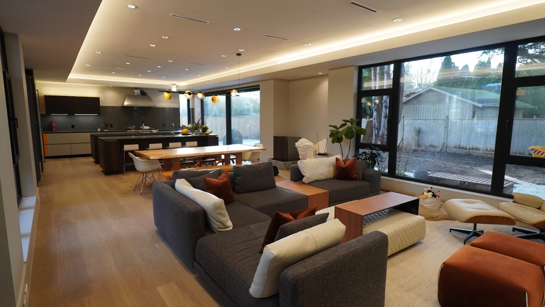 Hardwood connecting the Richmond living room, dining area and kitchen