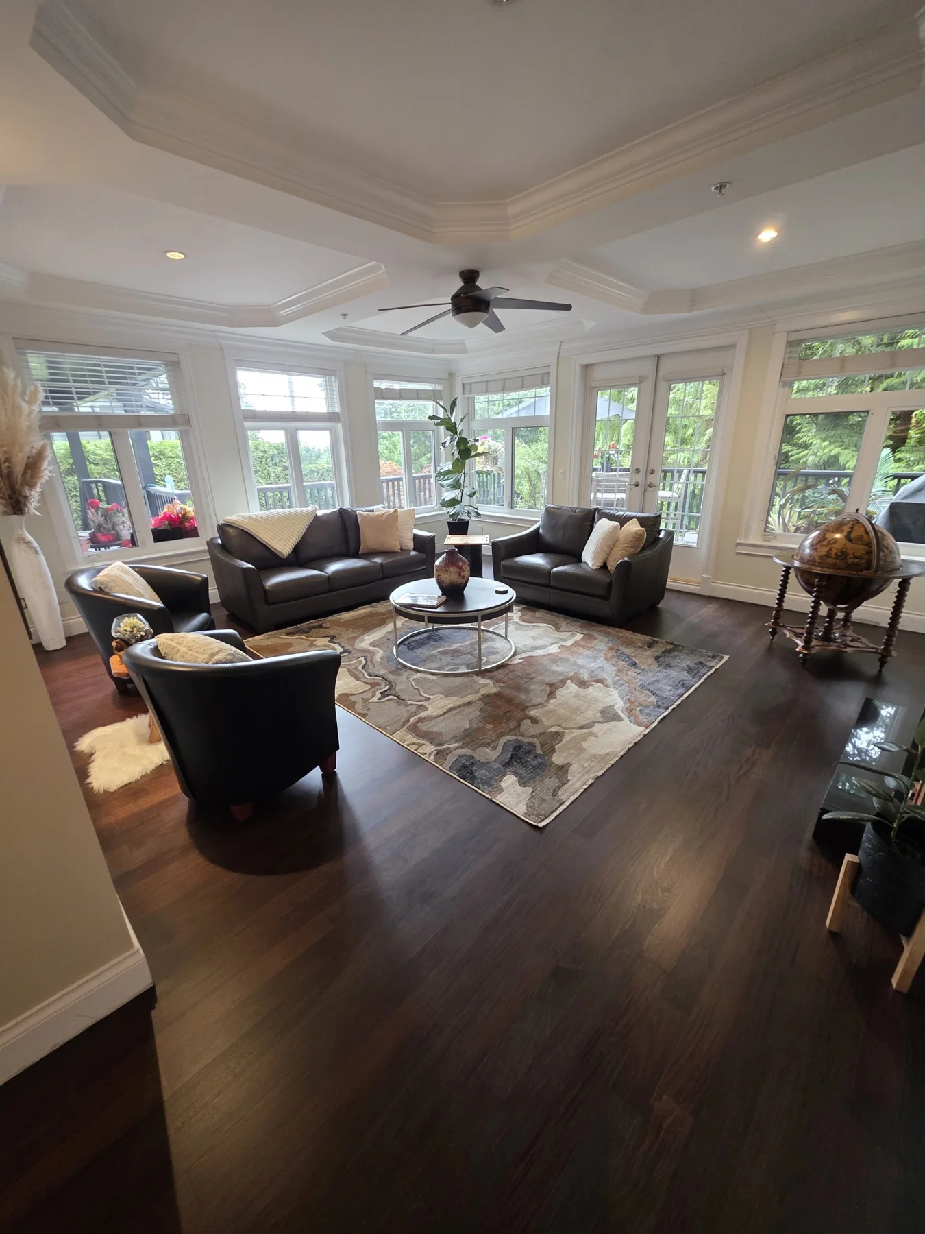 The same living room after sanding and refinishing.
